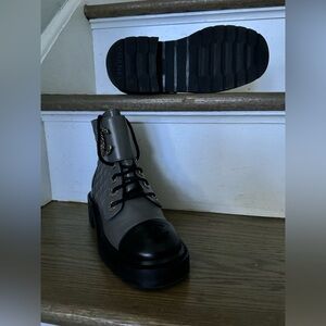 Cha grey/black CC buckle combat boots 36FR